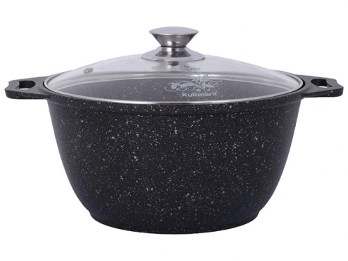Кастрюля 4 л с антипригарным покрытием со стеклянной крышкой, Kukmara (Темный мрамор), кмт42а Капсулы 1 шт.