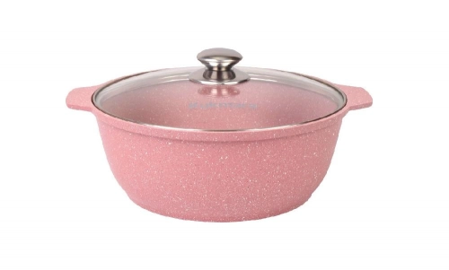 Кастрюля-жаровня 4 л с антипригарным покрытием со стеклянной крышкой, Kukmara (Trendy style rose), ж41tsr 3г 1 шт.