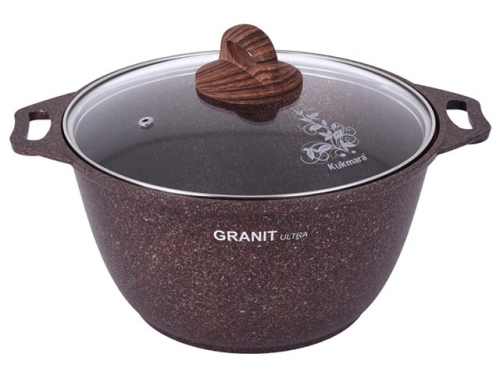 Кастрюля 3 л с антипригарным покрытием со стеклянной крышкой, Kukmara (Granit Ultra Red), кга32а 1 шт.