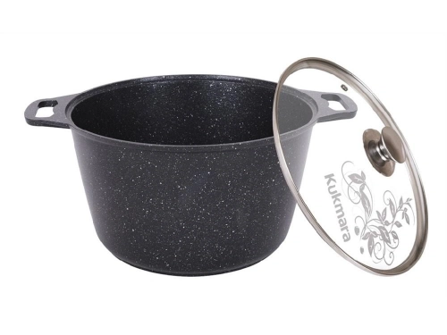 Кастрюля 10 л с антипригарным покрытием со стеклянной крышкой, Kukmara (Темный мрамор), кмт102-1а 1 шт.