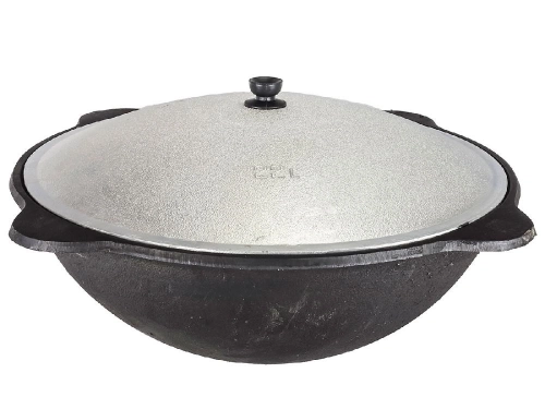 Казан чугунный DAVR METALL с крышкой, плоское дно, 22 л 1 шт.