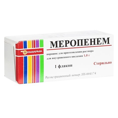 Меропенем Порошок для приготовления раствора для инъекций 1г 1 шт.